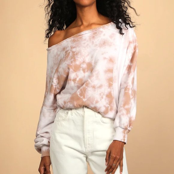 Lulus Sweaters - Lulus Tie-Dye One-Shoulder Pullover Sweatshirt Size M